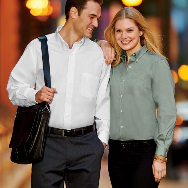 Ladies' Long-Sleeve Blended Pinpoint Thumbnail